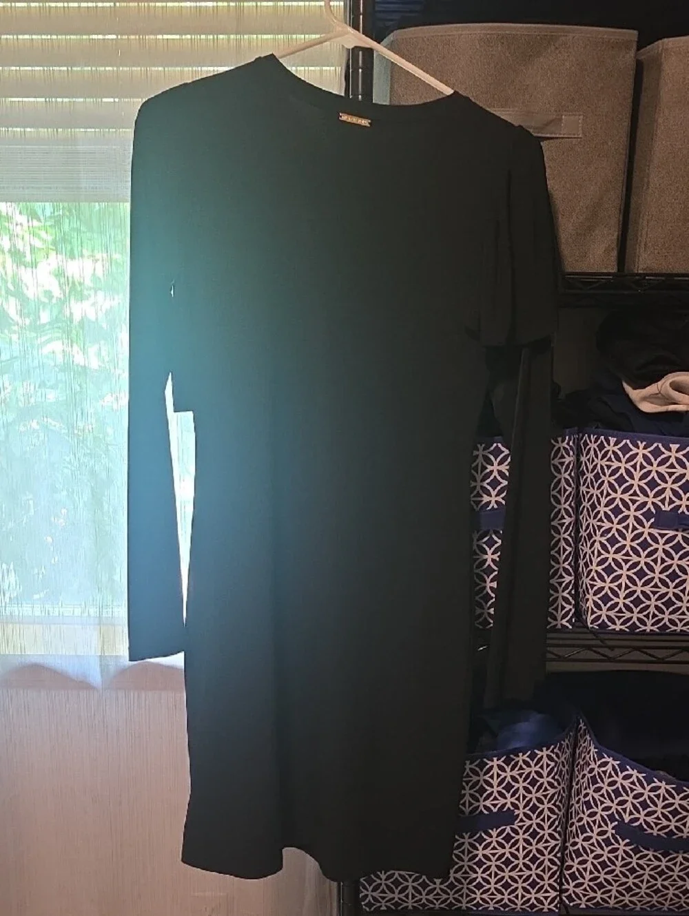 Michael Kors Black Long Sleeve Ruffle-Front Sheath Dress